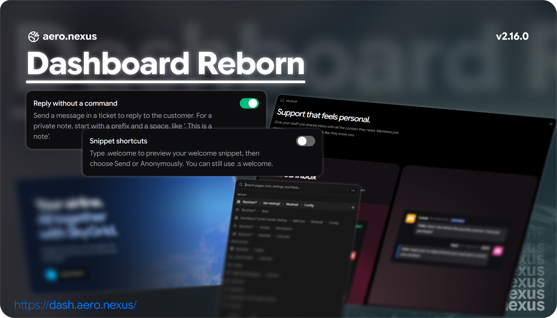 Refreshed dashboard navigation and feedback prompt in AeroNexus 2.16.0